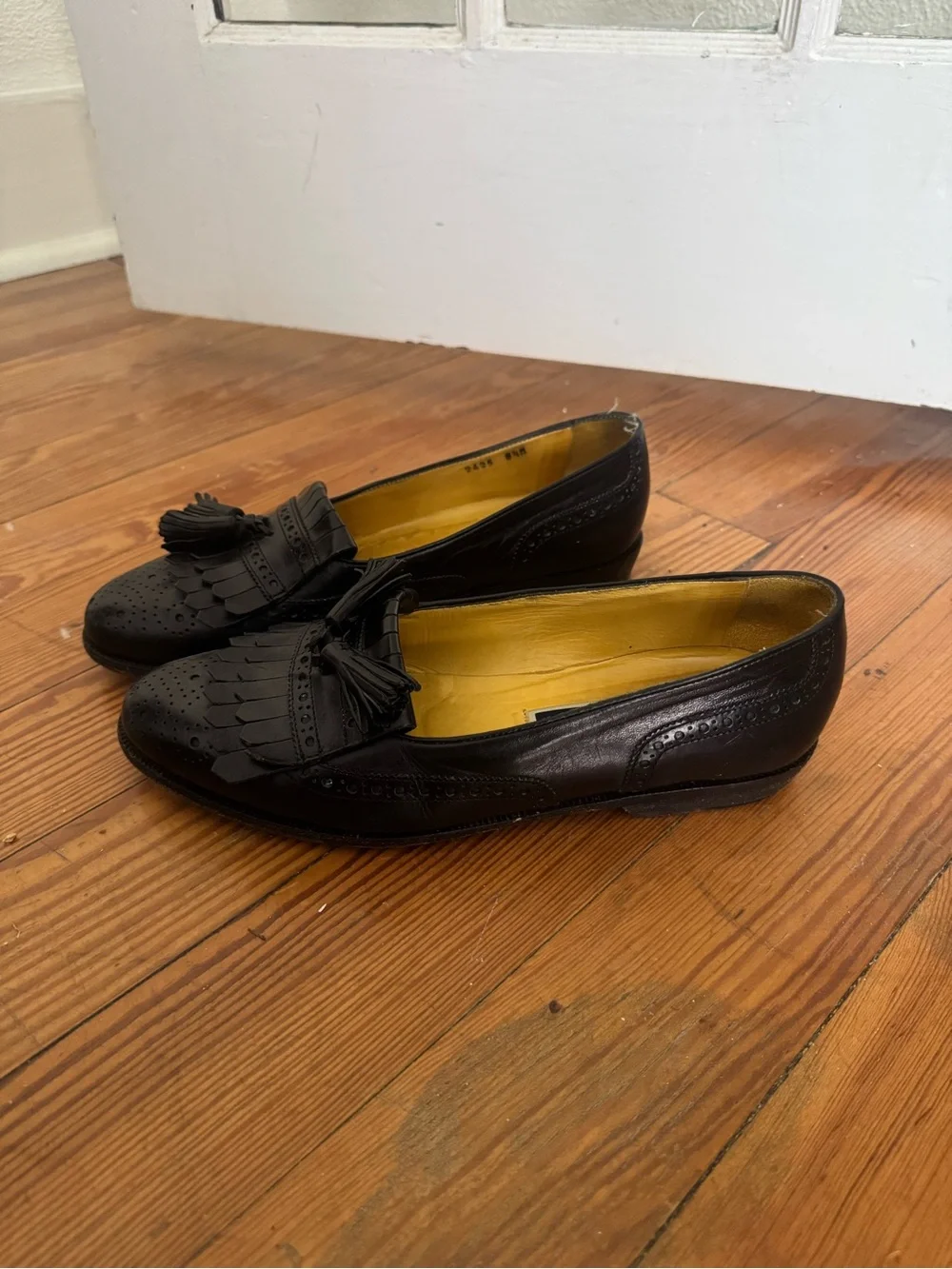 COLE HAAN Shoes Mens 8.5 M Black Leather Bragano Tassel Kiltie Loafer Made Italy